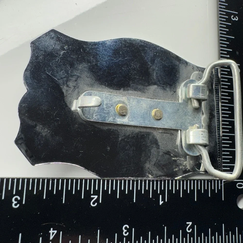 Western‎ Covered Wagon Belt Buckle Ornate Silver Tone Western Style